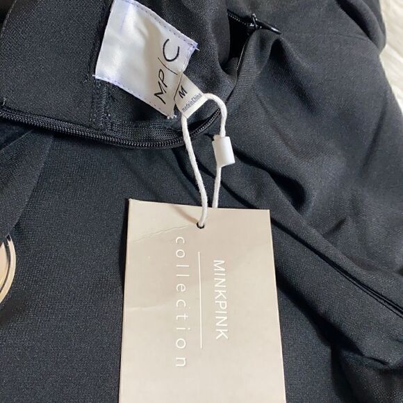 Mink Pink Dress Womens Size Medium Y2K eyelet faux wrap Asymmetrical Black NWT - Picture 9 of 12